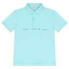 Boys Blue Logo Polo Shirt, 1, hi-res