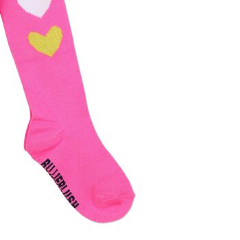 Girls Pink Hearts Tights