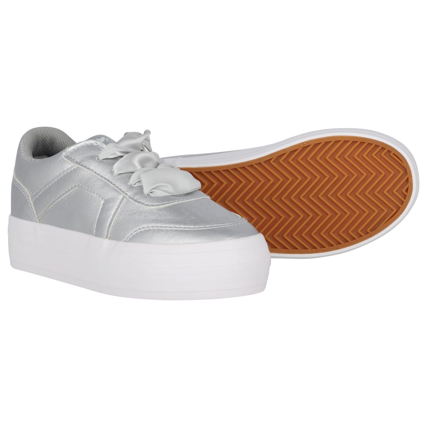 Girls Silver Logo Chunky Trainers, 1, hi-res