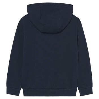 Boys Navy Blue Hooded Zip Up Top