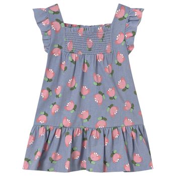 Younger Girls Purple Flower Print Dress