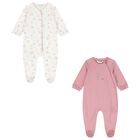 Baby Girls Ivory & Pink Bunny Babygrows ( 2-Pack ), 3, hi-res