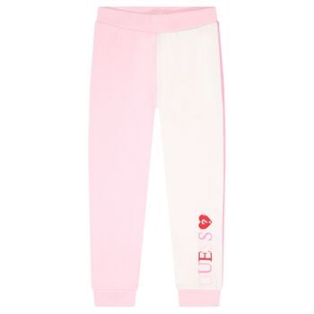 Girls Pink & White Logo Joggers