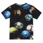 Boys Black Football T-Shirt, 1, hi-res