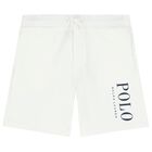 Boys White Logo Shorts, 3, hi-res