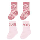 Baby Girls Pink Logo Socks ( 2-Pack ), 1, hi-res