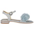 Girls Silver Flower Sandals, 2, hi-res