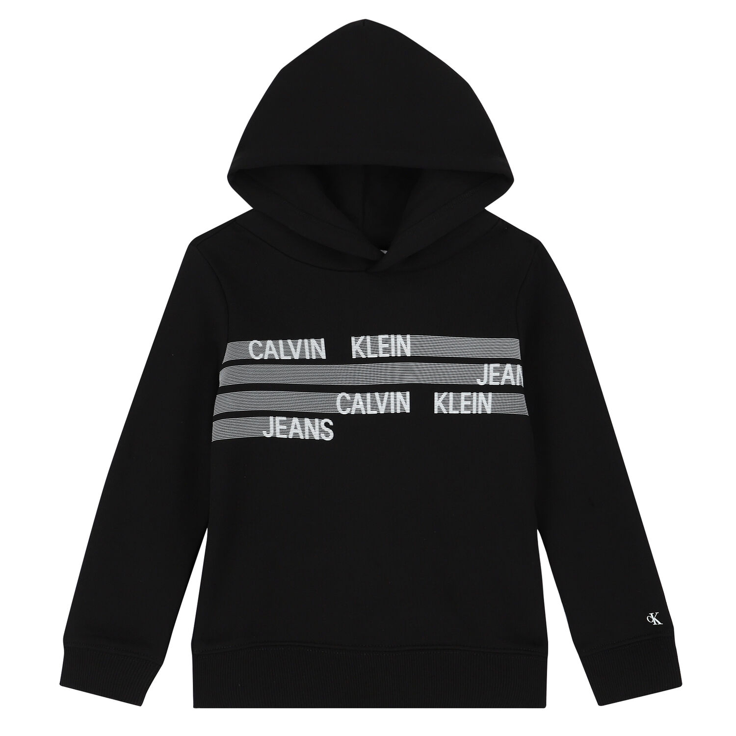 Boys Black Logo Hooded Top, 1, hi-res