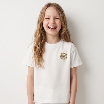 Girls Mini Me Ivory Logo T-Shirt