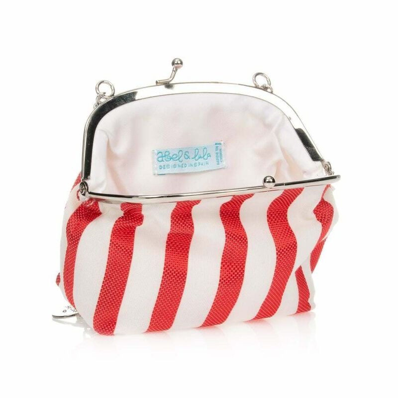 Girls White & Red Striped Handbag, 1, hi-res image number null