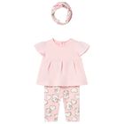 Baby Girls Pink Teddy Bear Leggings Set, 2, hi-res