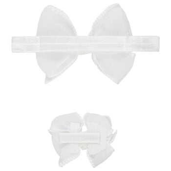 Girls Ivory Bow Headband set 
