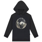 Boys Black Football Hooded Top, 1, hi-res