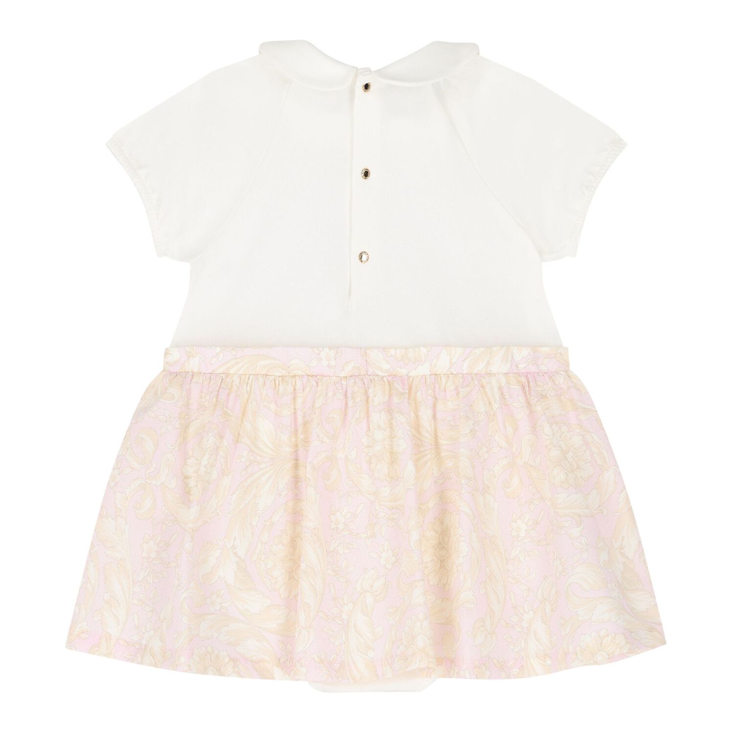 Baby Girls Ivory & Pink Barocco Dress, 1, hi-res