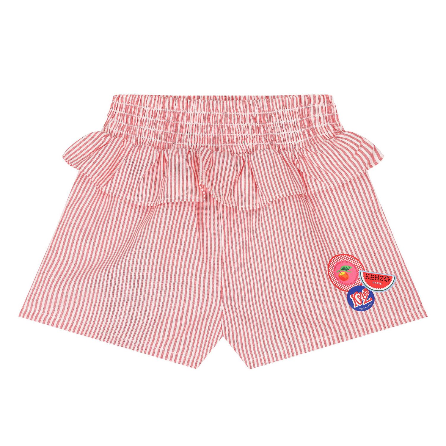 Younger Girls White & Red Logo Shorts Set, 1, hi-res
