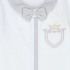 Baby Boys White & Grey Cotton Babygrow, 1, hi-res