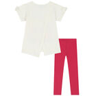 Girls Ivory & Pink Graphic Leggings Set, 1, hi-res