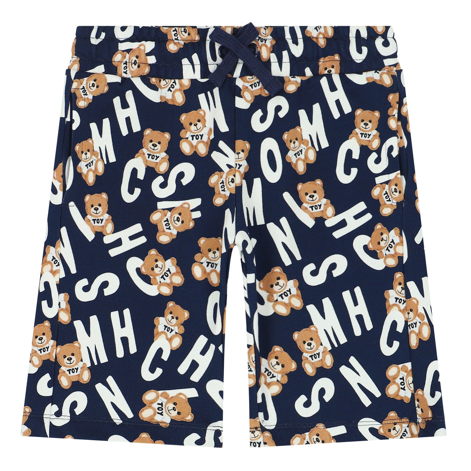 Boys Navy Teddy Logo Shorts, 1, hi-res