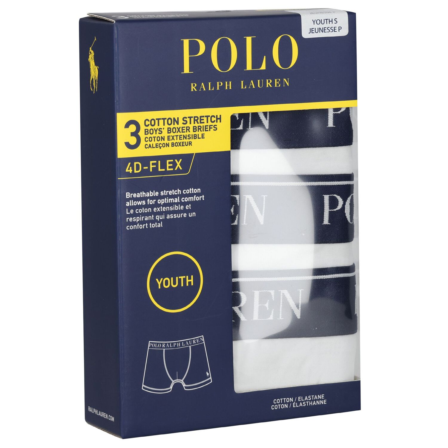 Boys White Logo Boxer Shorts (3-Pack), 4, hi-res