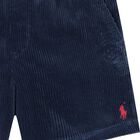 Boys Navy Blue Logo Corduroy Shorts, 1, hi-res