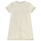 Girls Ivory & Gold Logo Dress, 1, hi-res