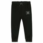 Younger Boys Black Logo Joggers, 1, hi-res