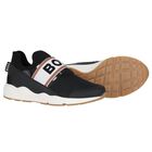 Boys Black Logo Trainers, 1, hi-res