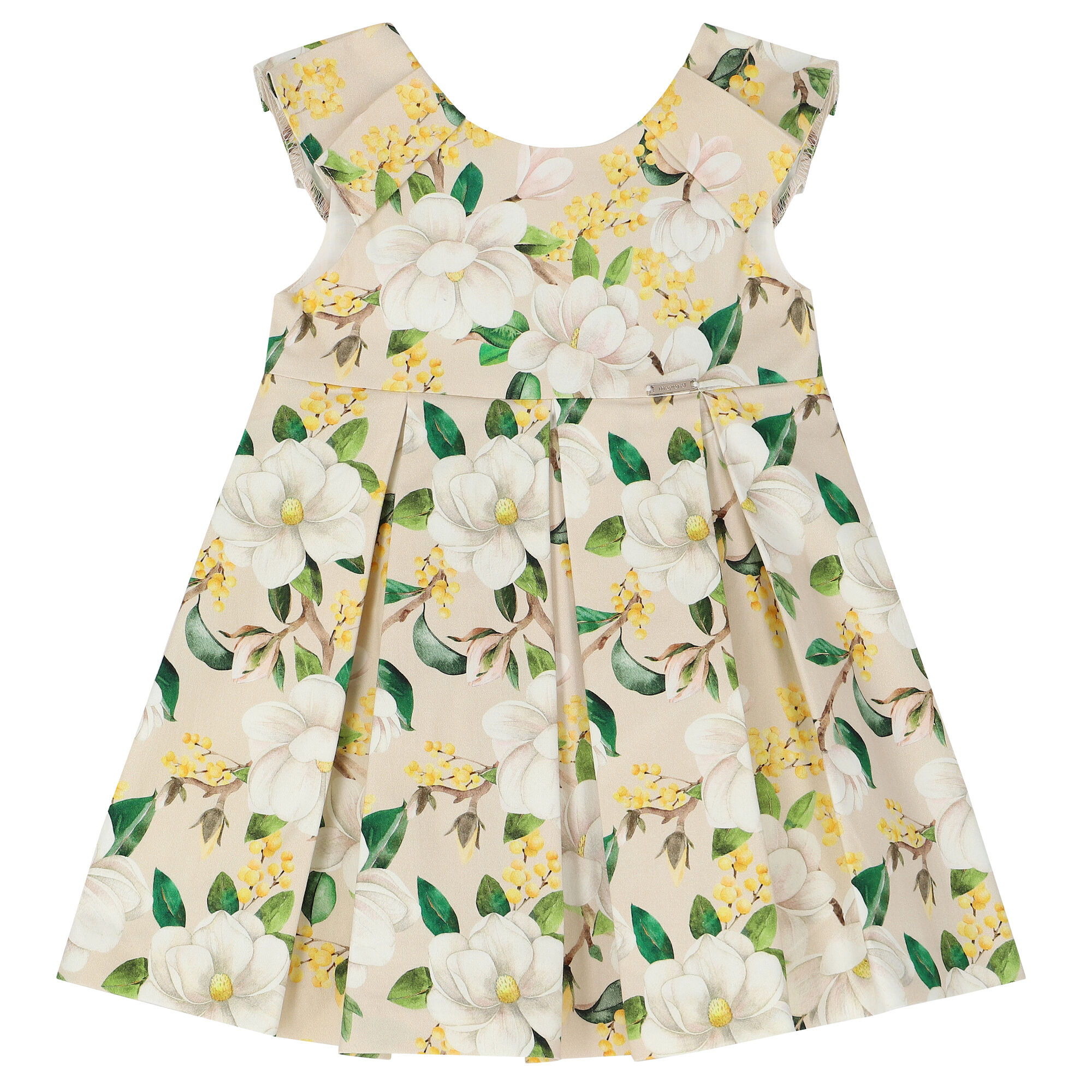 Mayoral Younger Girls Beige Floral Dress Junior Couture UK