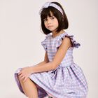Girls Blue & Pink Houndstooth Dress, 1, hi-res