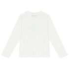 Girls White Logo Long Sleeve Top, 2, hi-res
