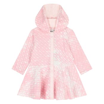 Younger Girls Pink & White Logo Hooded Dress