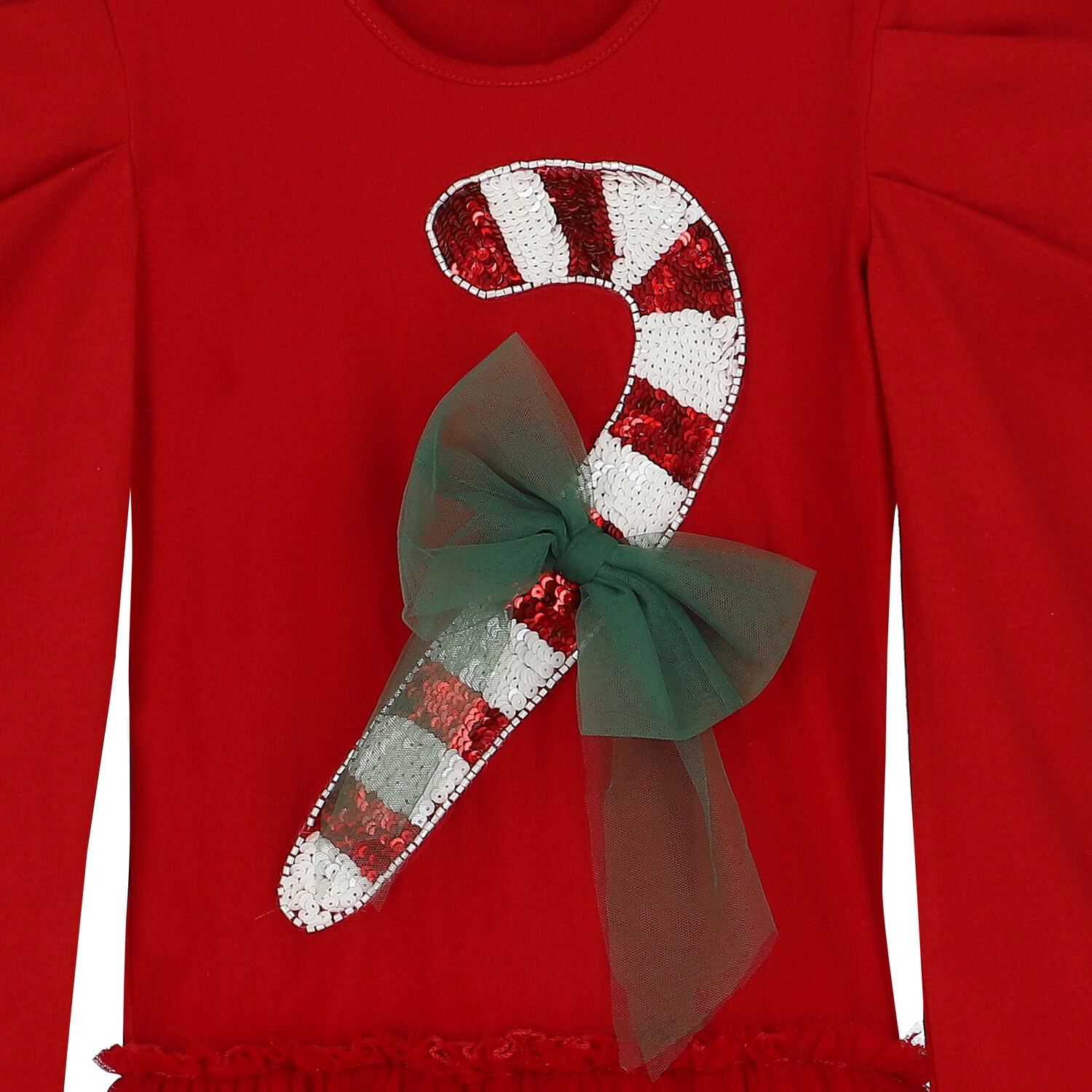 Girls Red Embellished Candy Tulle Dress, 1, hi-res