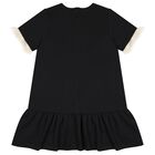 Girls Black & Ivory Logo Dress, 2, hi-res