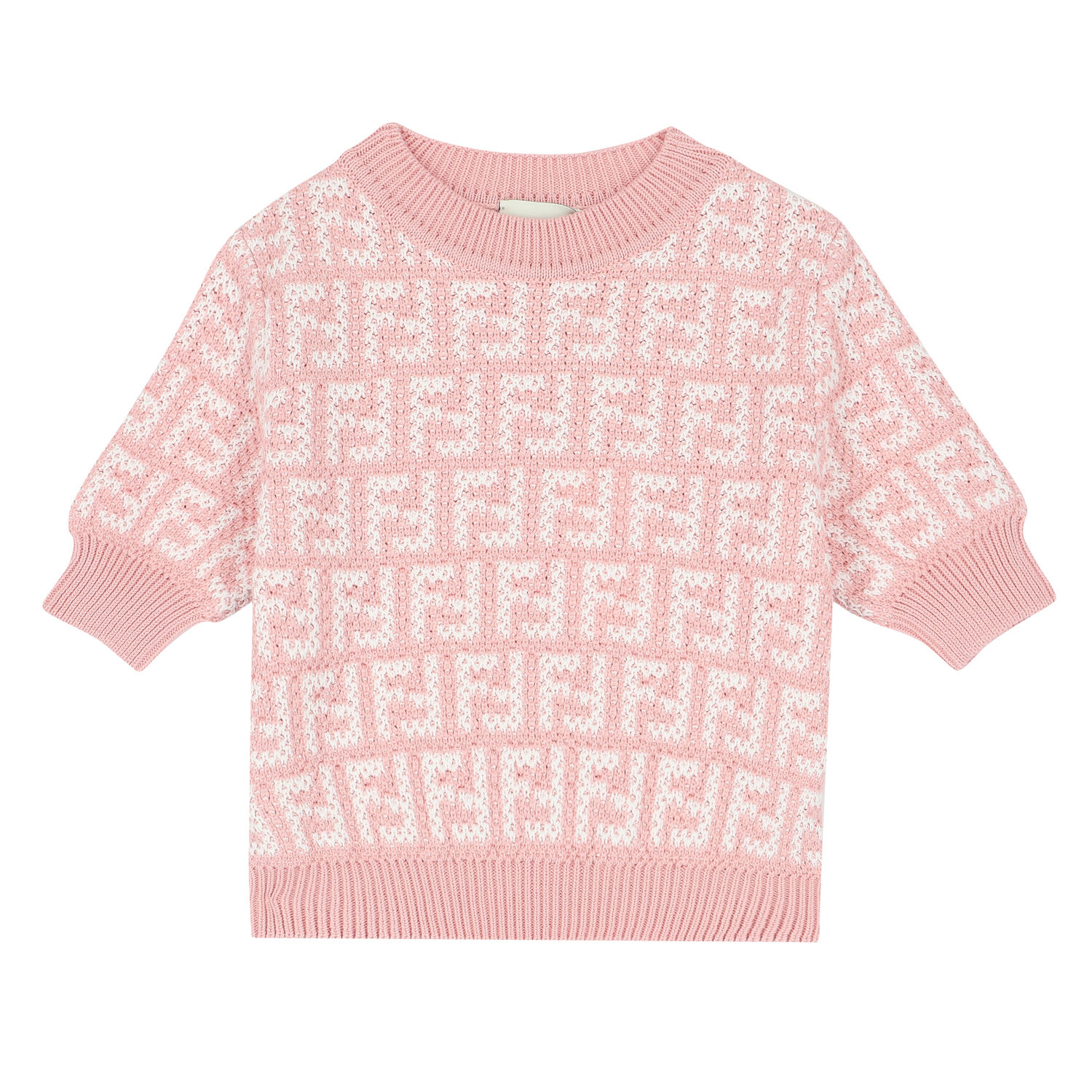 Girls Pink FF Logo Knitted Sweatshirt, 1, hi-res image number null