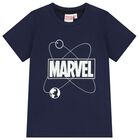 Boys Navy Blue & Grey Marvel Pyjamas, 1, hi-res
