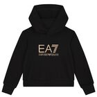 Boys Black Logo Hooded Top, 1, hi-res