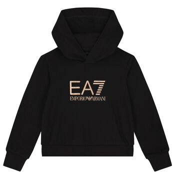 Boys Black Logo Hooded Top