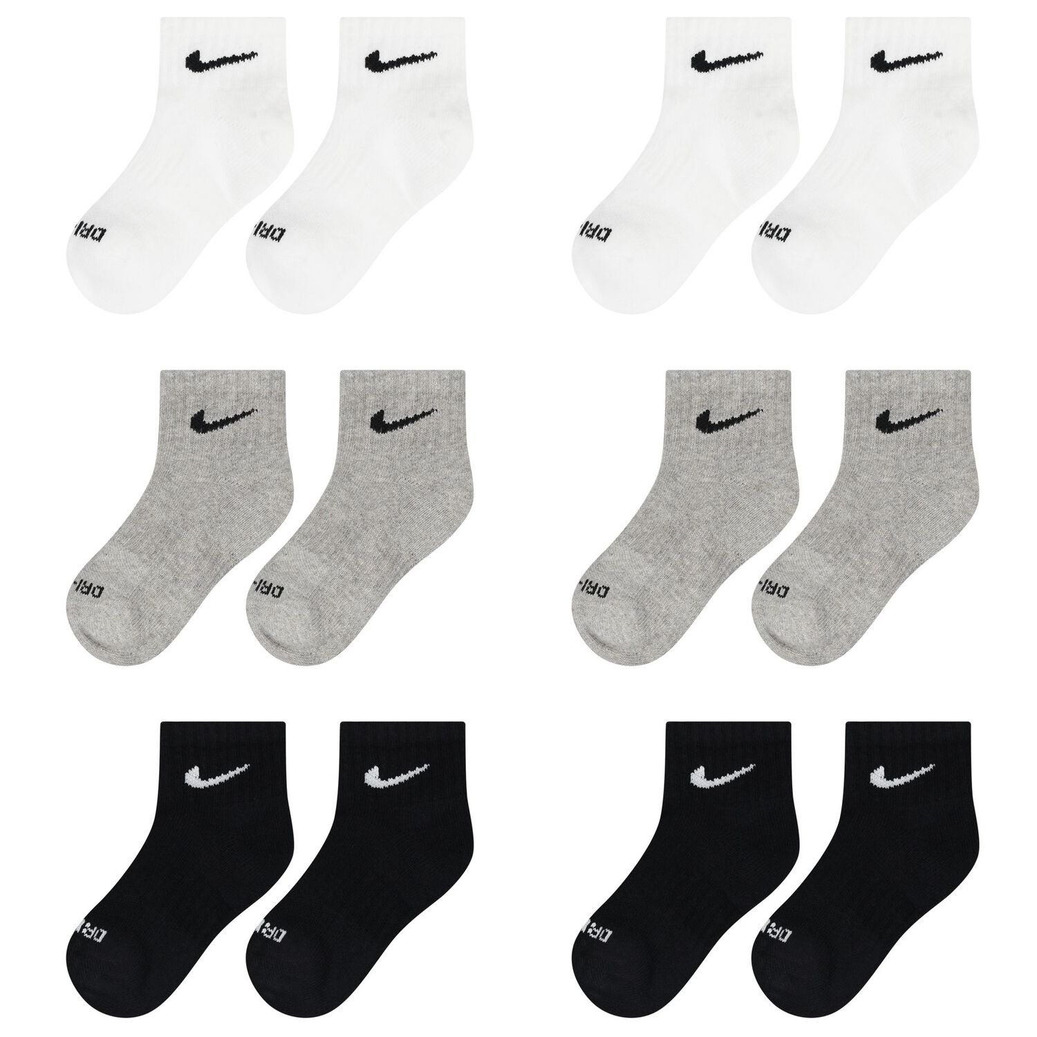 White, Grey & Black Logo Socks ( 6-Pack ), 1, hi-res