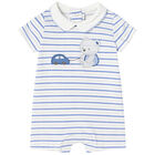 Baby Boys Blue & White Romper, 1, hi-res
