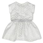 Younger Girls Ivory & Silver Logo Dress, 1, hi-res