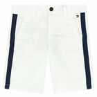 Boys White Chino Shorts, 1, hi-res