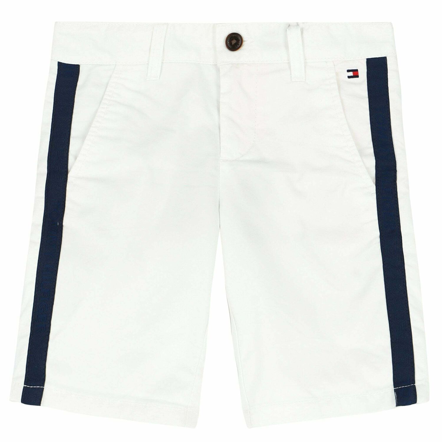 Boys White Chino Shorts, 1, hi-res
