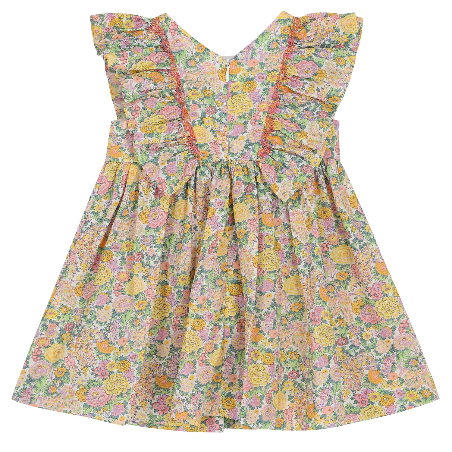 Younger Girls Yellow Floral Dress, 1, hi-res