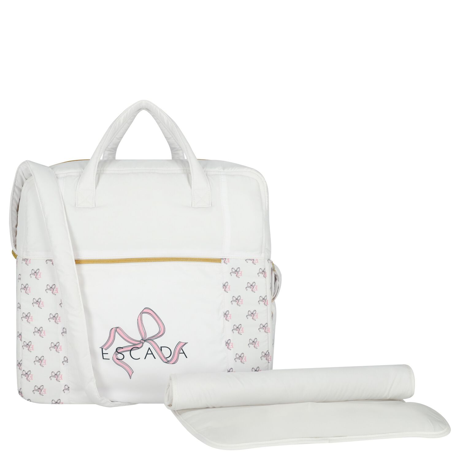 Baby Girls White Logo Bow Changing Bag, 1, hi-res