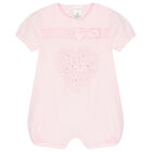 Baby Girls Pink Embellished Floral Romper, 1, hi-res