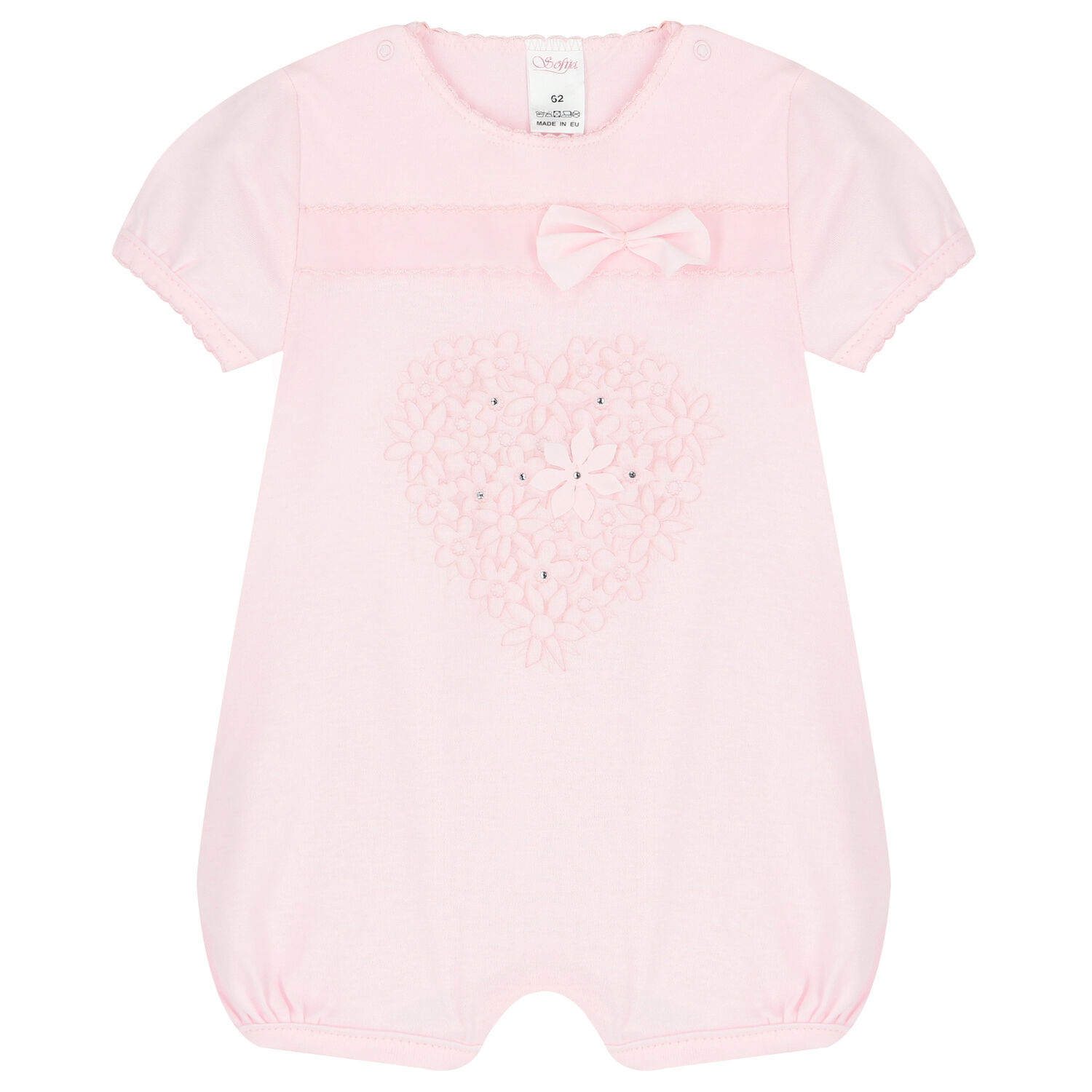 Baby Girls Pink Embellished Floral Romper, 1, hi-res