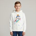 Boys White Logo Hooded Top, 1, hi-res
