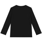 Baby Boys Black Logo Long Sleeve Top, 1, hi-res
