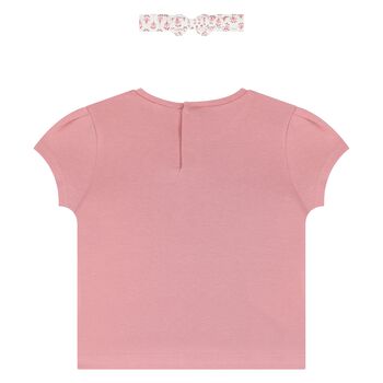 Younger Girls Pink & White T-Shirt & Headband Set