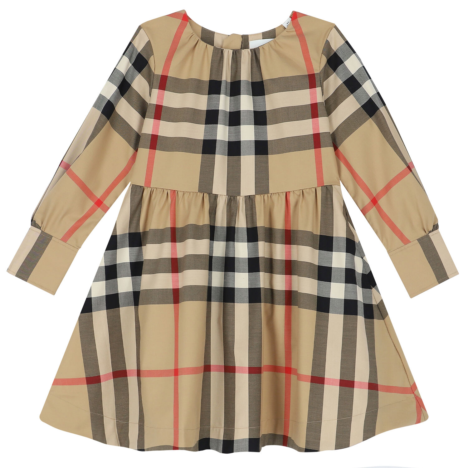 Girls Beige Checkered Dress, 1, hi-res
